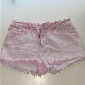 light pink washed high rise festival shorts